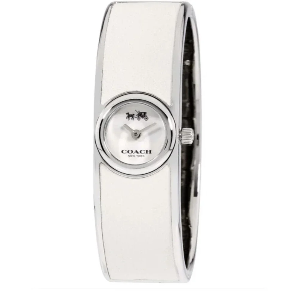 COACH Women's Scout Chalk Leather-Inset Stainless Steel Bangle Bracelet Watch